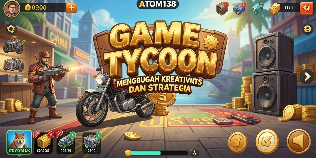 Tampilan gameplay ATOM138 yang menarik dan penuh strategi Tycoon.