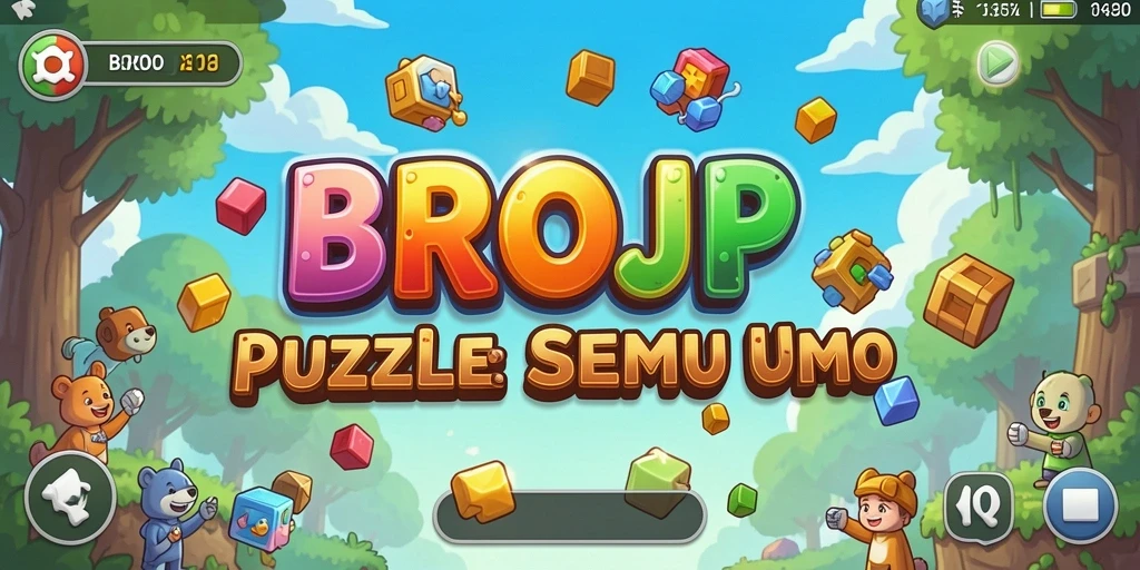 Tampilan gameplay BROJP dengan teka-teki yang menantang dan grafis cerah.