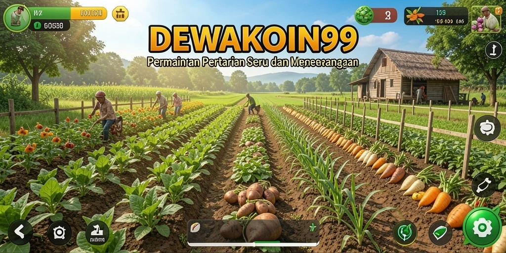 Tampilan gameplay menarik dalam DEWAKOIN99 dengan lahan pertanian yang luas.