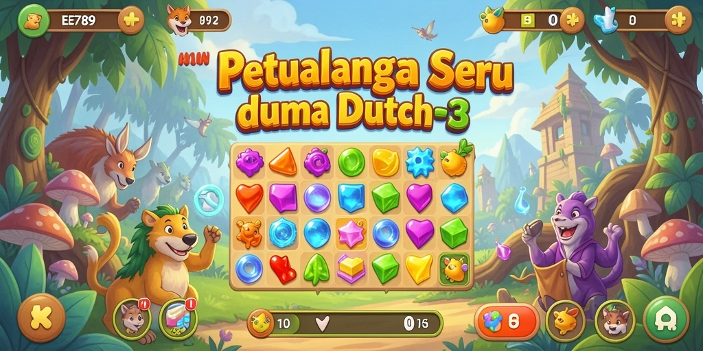 Tampilan gameplay EE789 dengan kombinasi warna cerah dan efek menarik.