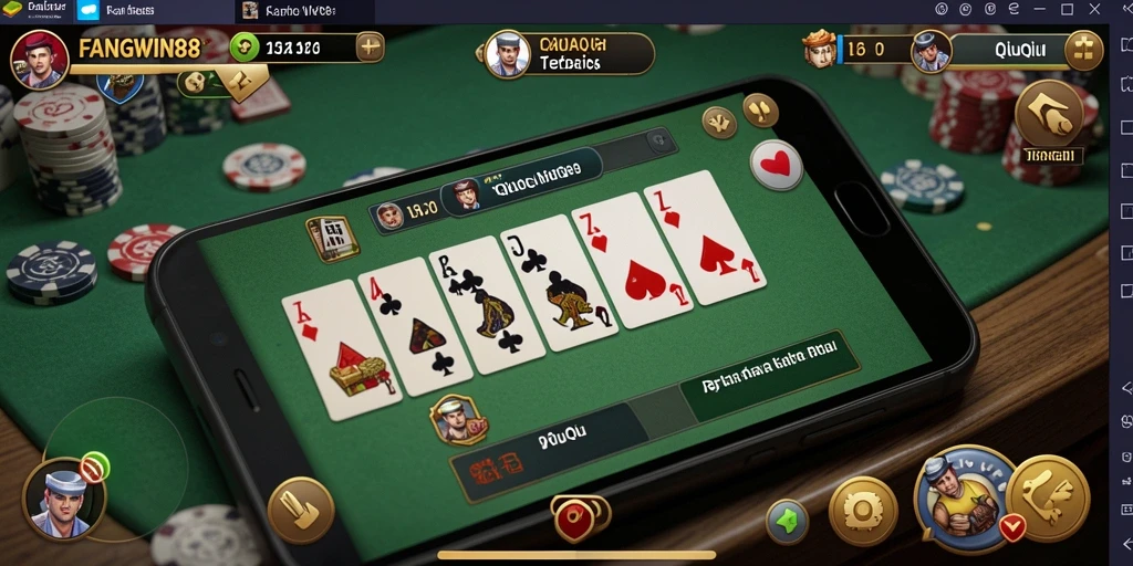 Tampilan gameplay seru dari permainan QiuQiu FANGWIN88.