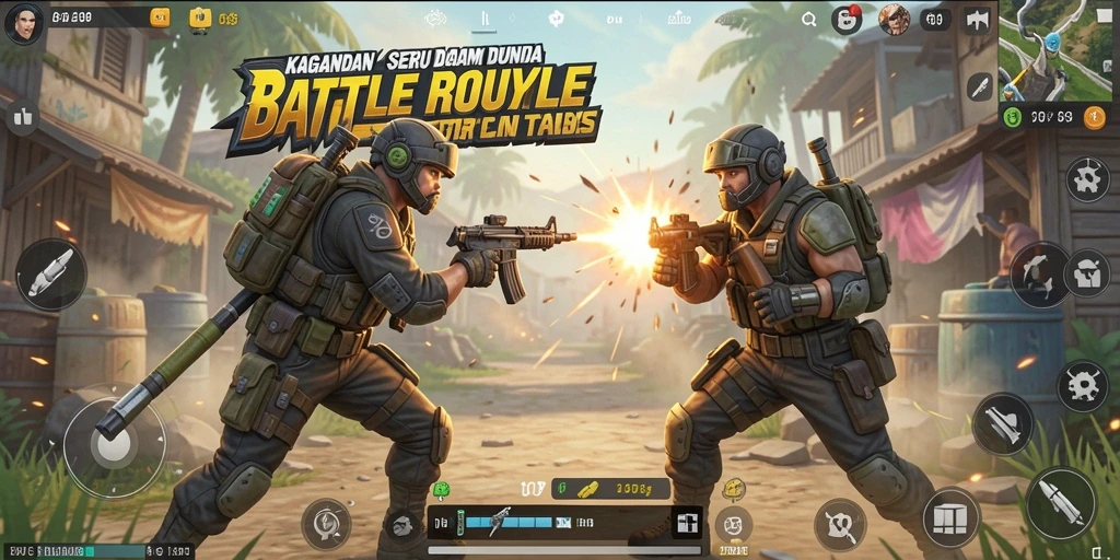 Tampilan gameplay mendebarkan di KAGANDAN dengan aksi Battle Royale.