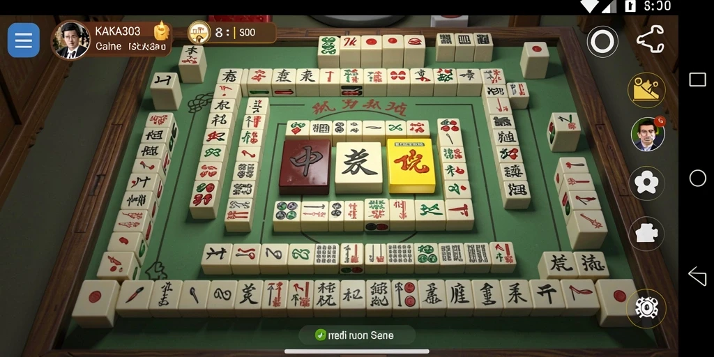 Tampilan gameplay KAKA303 saat pemain mencocokkan ubin Mahjong.