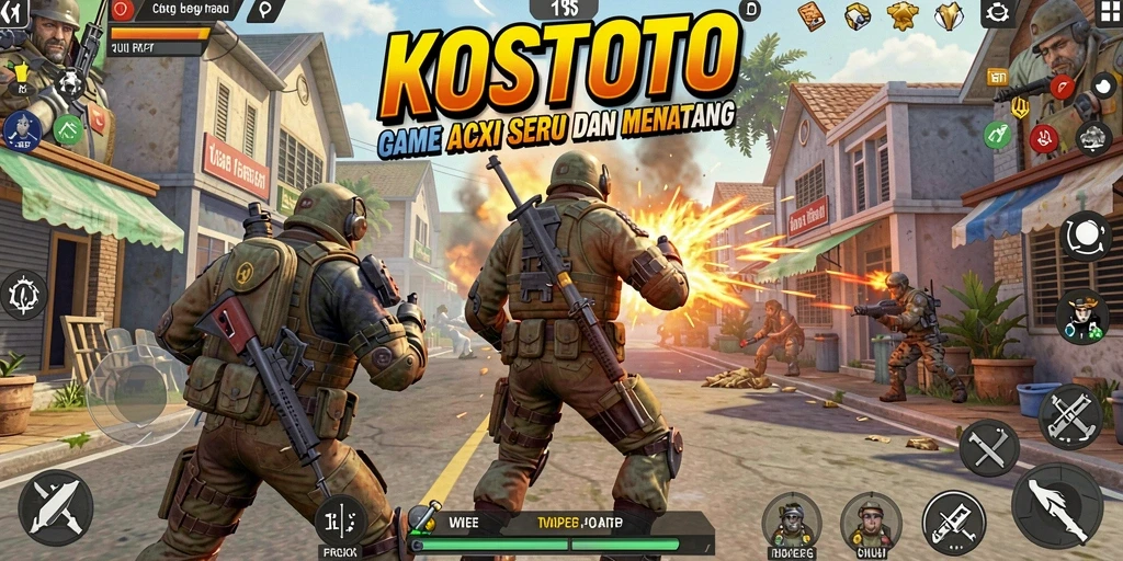 Screenshot gameplay KOSTOTO menampilkan aksi mendebarkan dalam pertempuran.