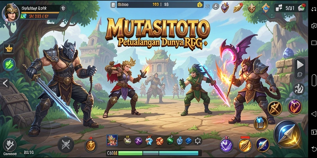 Tangkapan layar MUTASITOTO menampilkan aksi pertarungan RPG yang mendebarkan dan dunia yang menawan.