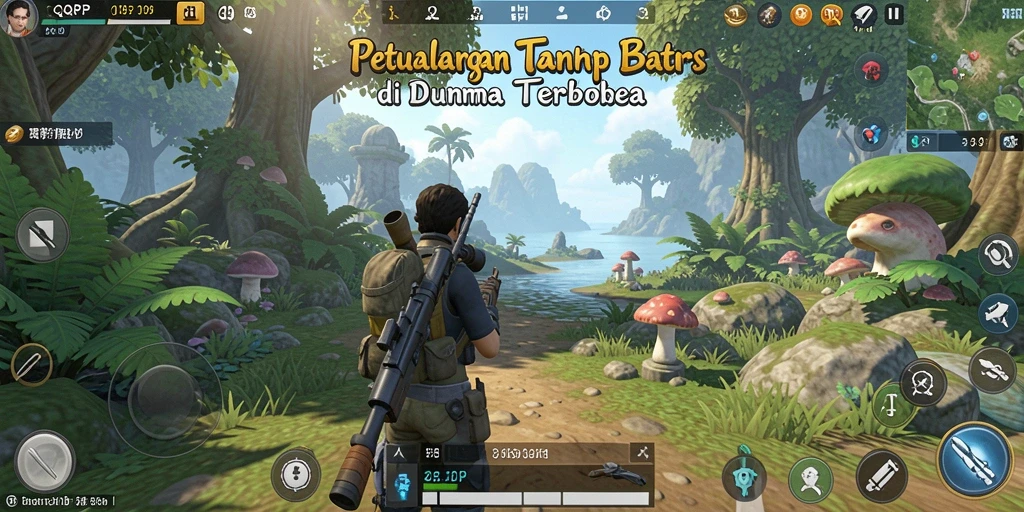 Tangkapan layar menunjukkan momen eksplorasi di dunia terbuka QQRP.